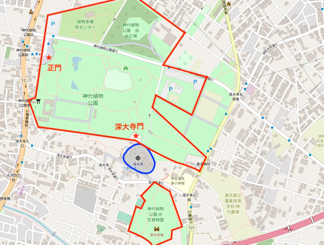 神代植物公園周辺マップ