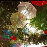 天空を虹色に彩る200本の傘がフォトジェニック！ツリーハウスのある森カフェ「椿森コムナ」にて開催