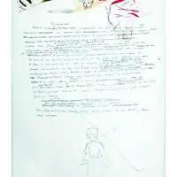 星の王子さまのスケッチが描かれたノートのページ