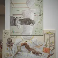 千葉正也 《2013年のパワフルヤングボーイ》2013 年  油彩、キャンバス 274x225 cm (2点組) 画像提供:シュウゴアーツ、東京