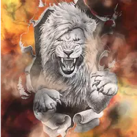     「暗闇に浮かび上がるライオン」