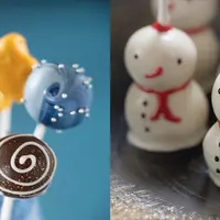 （左）スパークルロリポップブラウニーケーキ （右）スノーマンロリポップバターケーキ イメージ