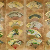 扇面貼交屛風（左隻）　宗達派　江戸時代・17世紀　東京国立博物館蔵