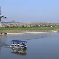 印旛沼湖上をゆったり走る観光船