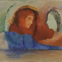 《ダンテとベアトリーチェ》1914年頃 油彩／カンヴァス 上原美術館蔵