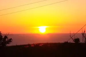 日本海に沈む夕陽を堪能