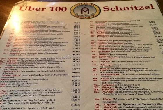 100種類のシュニッツェル！