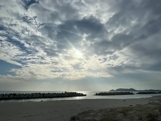 バス停の目の前の海岸