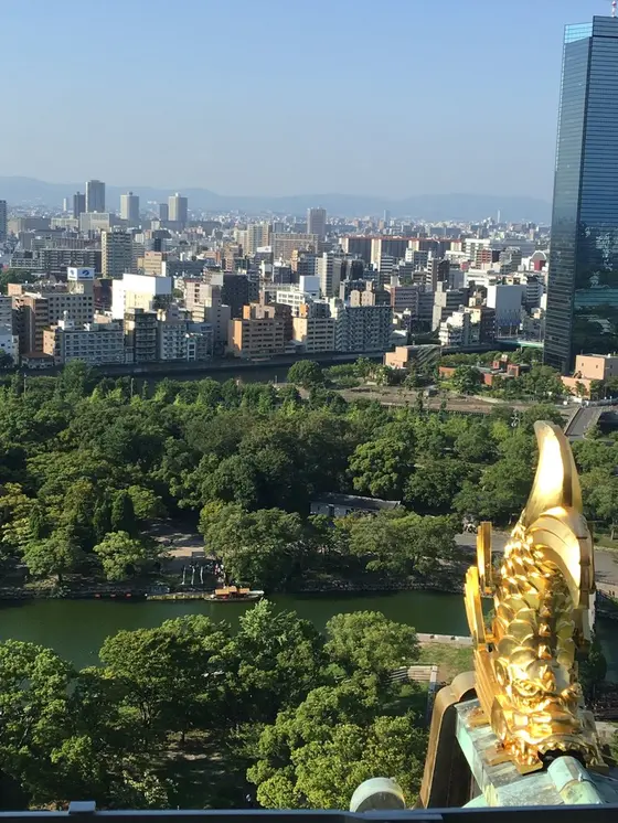 金のシャチホコと大阪の風景