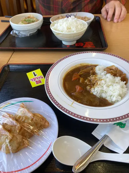 ハーフカレー、揚げ餃子、野菜ちゃんぽんなど