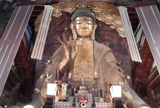 38年かけて完成、日本最大の木心乾漆仏