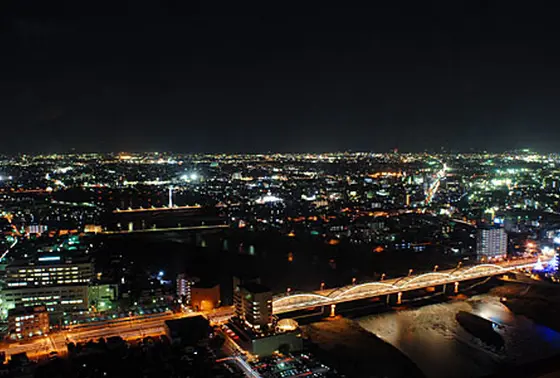 眼下に広がる素晴らしい夜景