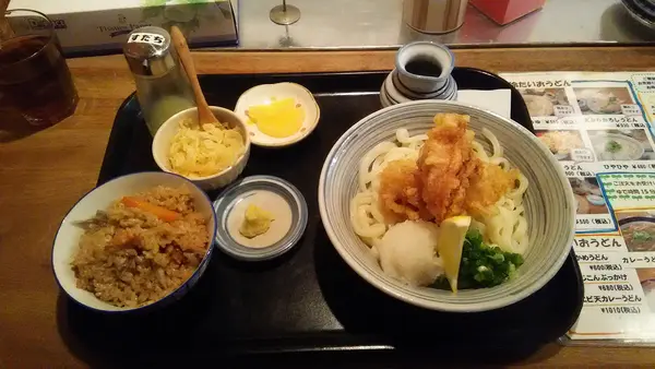 かしわ天ぶっかけと炊き込みご飯セット