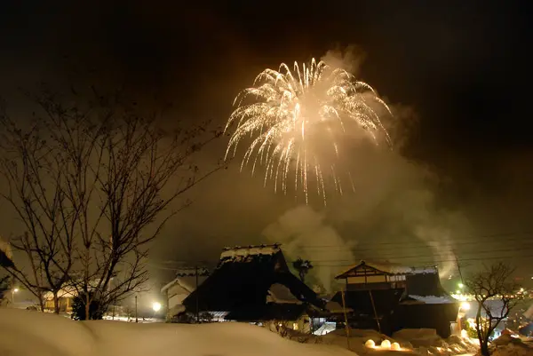 Fireworks in cold winter sky is beautiful