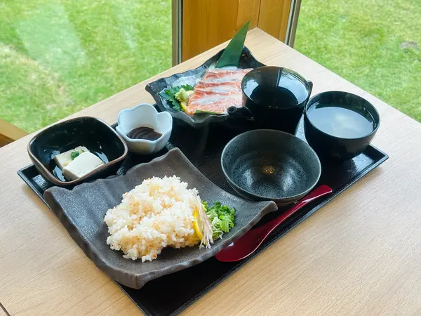 塩麹漬けサーモンと酒蒸し鮭ごはん