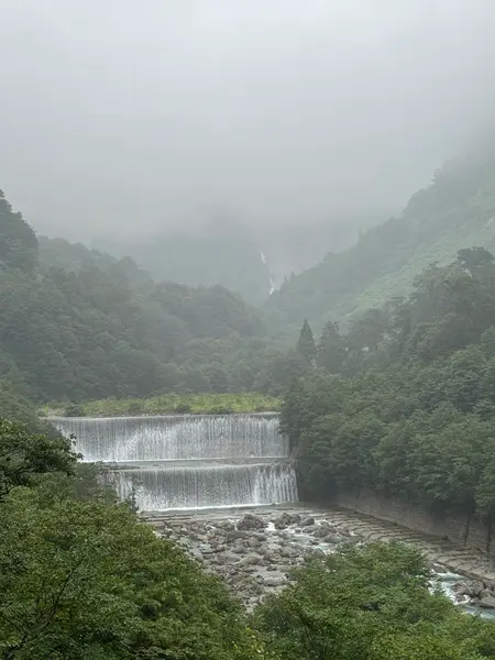 手前じゃなくて、遠くで霞んでるのが称名滝