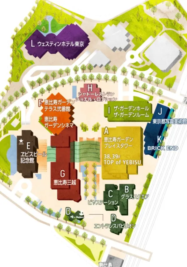 恵比寿ガーデンプレイスの見取図