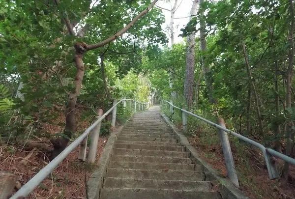 長くて急な階段