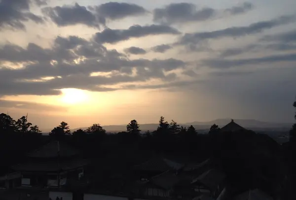 二月堂から眺める夕日と夜景
