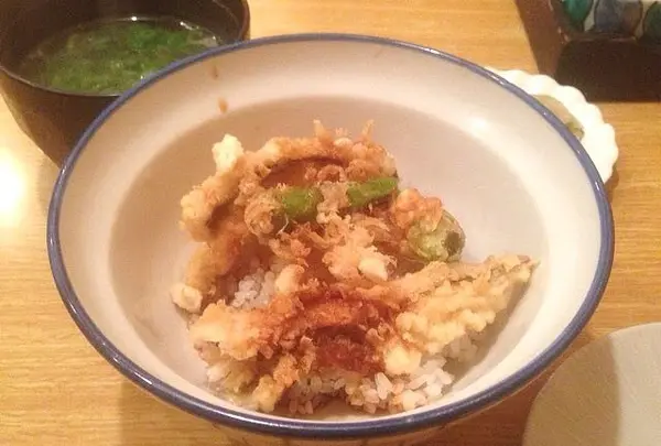 天ぷら定食(④)極小穴子丼(野菜コースはかき揚げ丼)