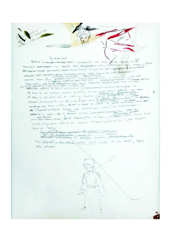 星の王子さまのスケッチが描かれたノートのページ