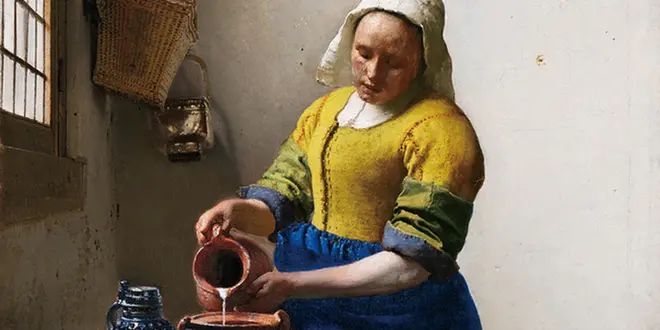《牛乳を注ぐ女》1658～60年　アムステルダム国立美術館蔵　 photoフェルメール・センター銀座