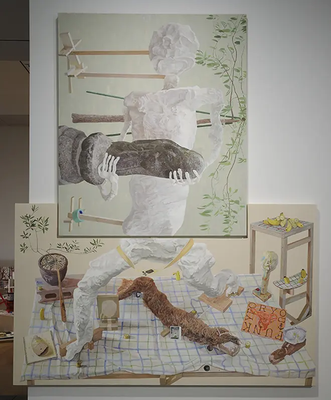 千葉正也 《2013年のパワフルヤングボーイ》2013 年  油彩、キャンバス 274x225 cm (2点組) 画像提供:シュウゴアーツ、東京