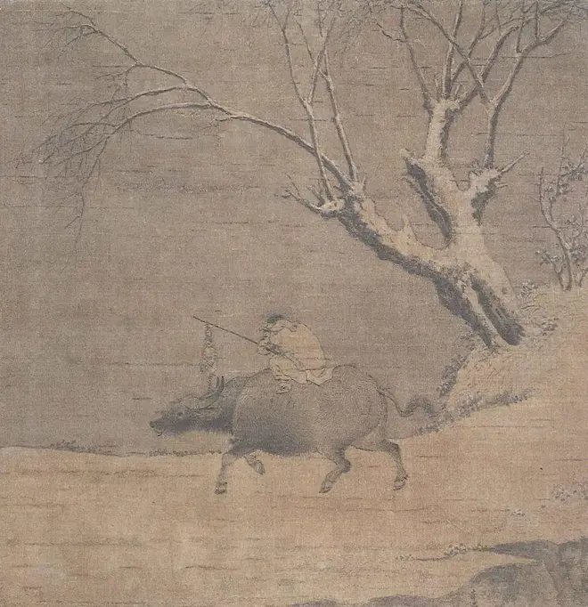 【左】国宝／雪中帰牧図（右幅）  李迪(りてき)筆　中国・南宋時代