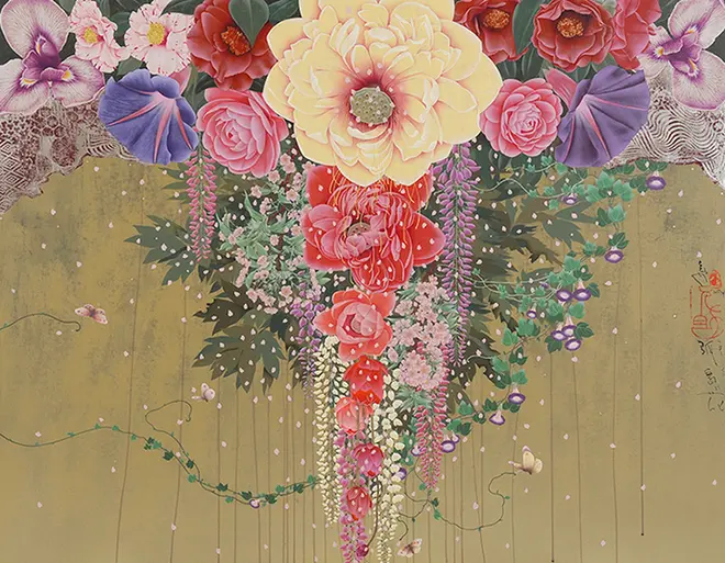 智内兄助「孤島（うましくに）に花」114×146cm