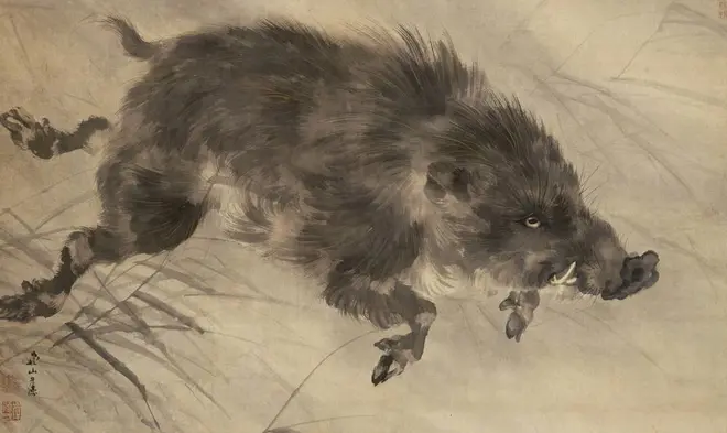 「猪図」岸連山筆　江戸時代・19世紀　ハーディ・ウィルソン氏寄贈　東京国立博物館蔵