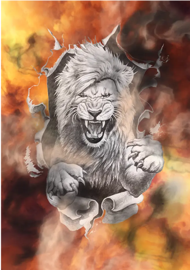     「暗闇に浮かび上がるライオン」