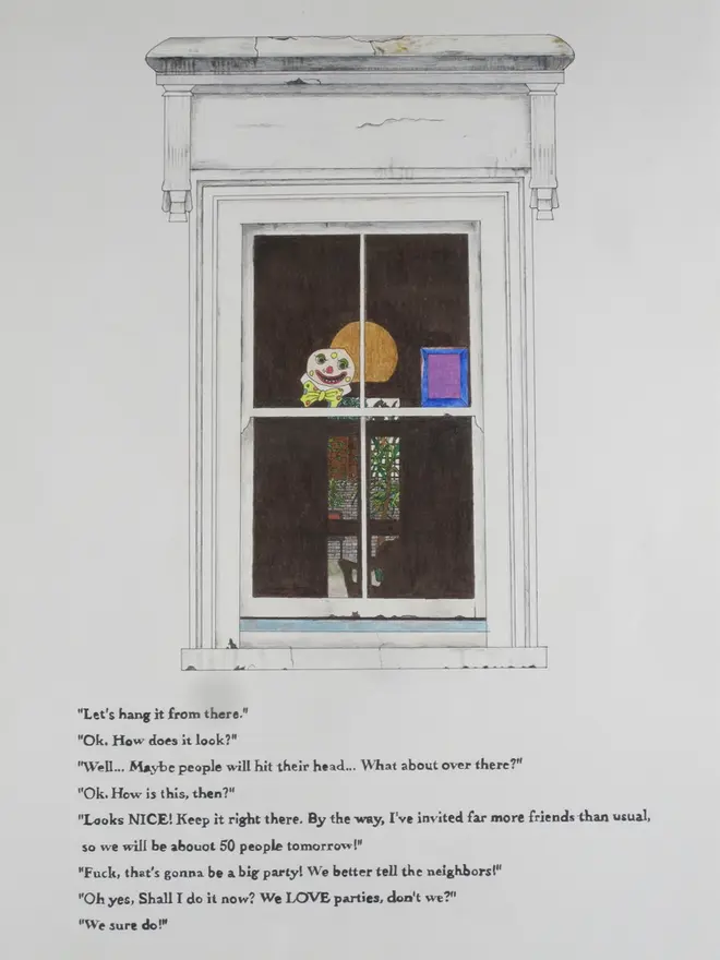 山本麻紀子《窓（ロンドン・カムデンタウン）》2010年　ドローイング　作家蔵　ドローイングと写真で一組  Makiko Yamamoto Window (London, Camden Town) 2010, from the series 