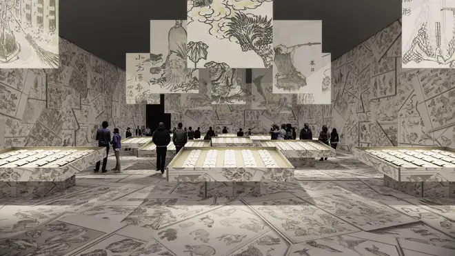 建築家・田根剛氏による『北斎漫画』展示プラン（イメージは構想段階のもの）