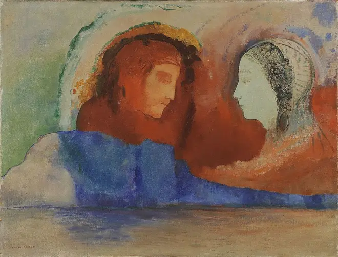 《ダンテとベアトリーチェ》1914年頃 油彩／カンヴァス 上原美術館蔵