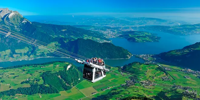 【スイス🇨🇭】CabriOオープンデッキ付き2階建てロープウェイで空中散歩とルツェルン散策