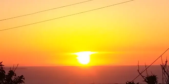 日本海に沈む夕陽を堪能